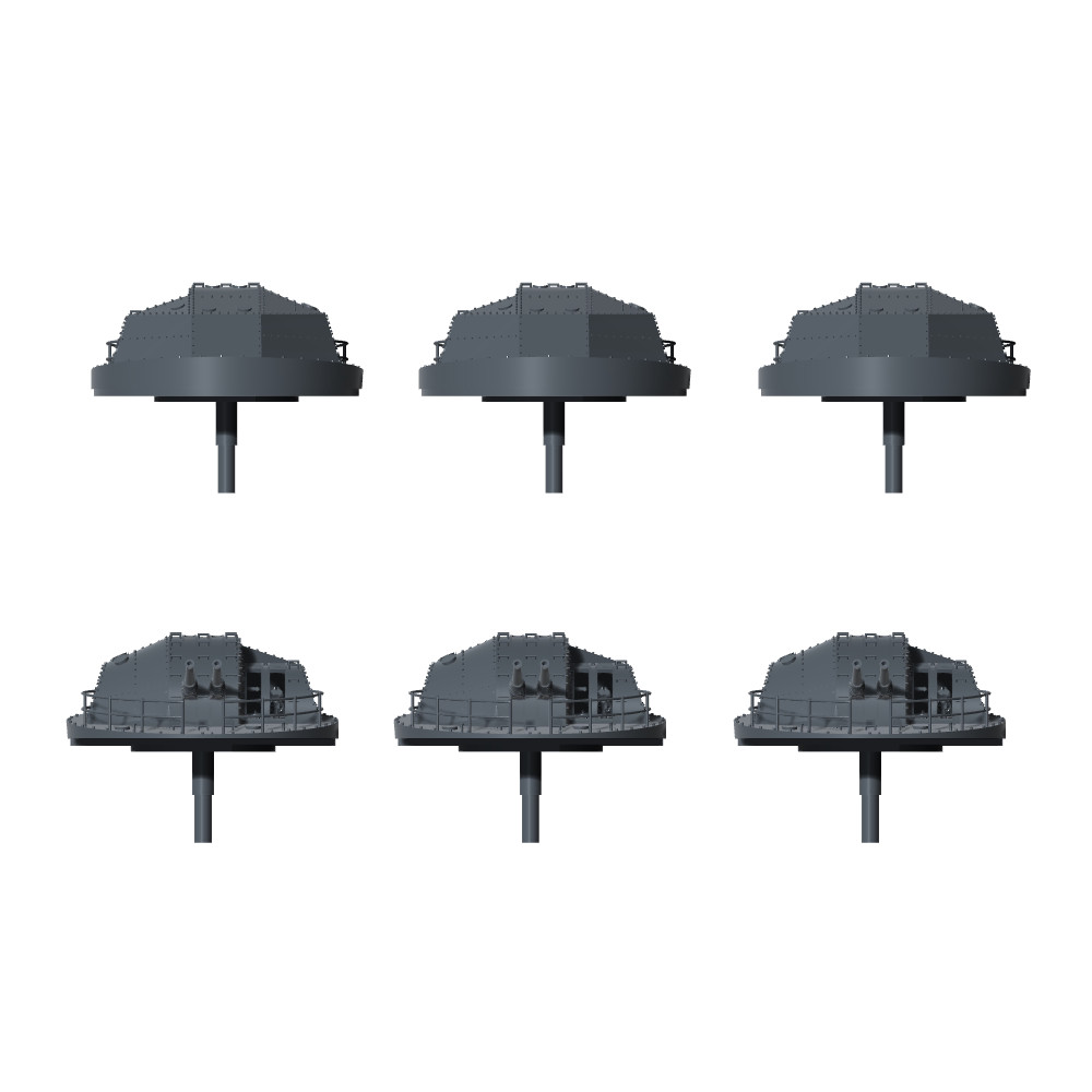 3D Printed 1/350/400 /700Naval 127mm Twin AA Gun Unpainted 6pc