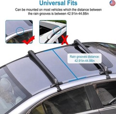 TeqHome Universal Roof Rack Cross Bars, 43-inch Aluminum Lockable Car Top