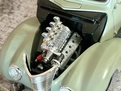Resin Supercharged V-12 Flathead engine for scale model cars, 1/24 1/25 scale.