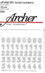 Archer Transfers 501 Turret Number Tiger I Russia Winter 1943-5 Brown AR35113BR