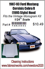 FAB25502 Ford 1987 – 93 Mustang Cobra R Hood (1995 Style) 1/24th fits Monogram