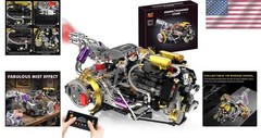 Collectible V8 Engine Model Kit – 1394 PCS with Dynamic Lighting Effects