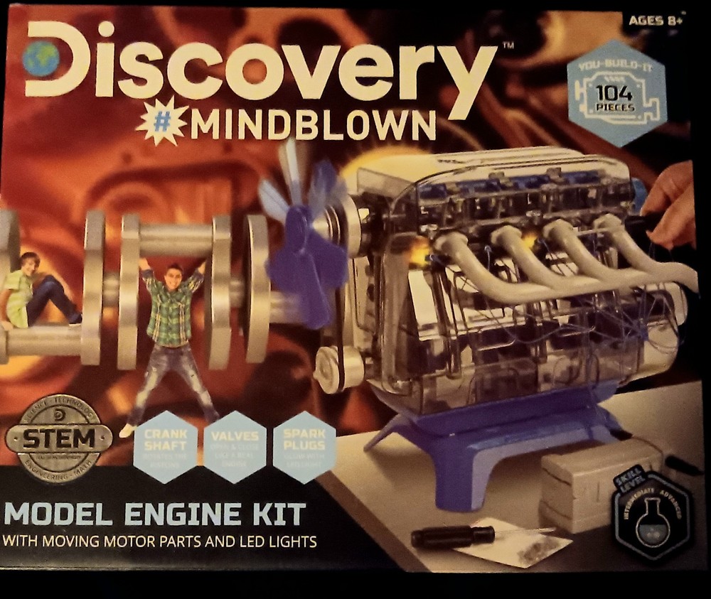 Discovery Mindblown Model Engine Building Kit 104 Pieces. ~ New~