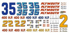 Plastic PerformanceProducts #2/#35 64 Plymouth Jim Hurtibise/Tiny Lund1/25 decal