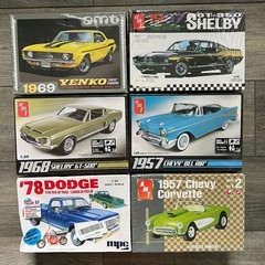 Lot of 6 AMT MPC 1/25 Car Model Kits Yenko Shelby Bel Air Corvette Dodge NEW