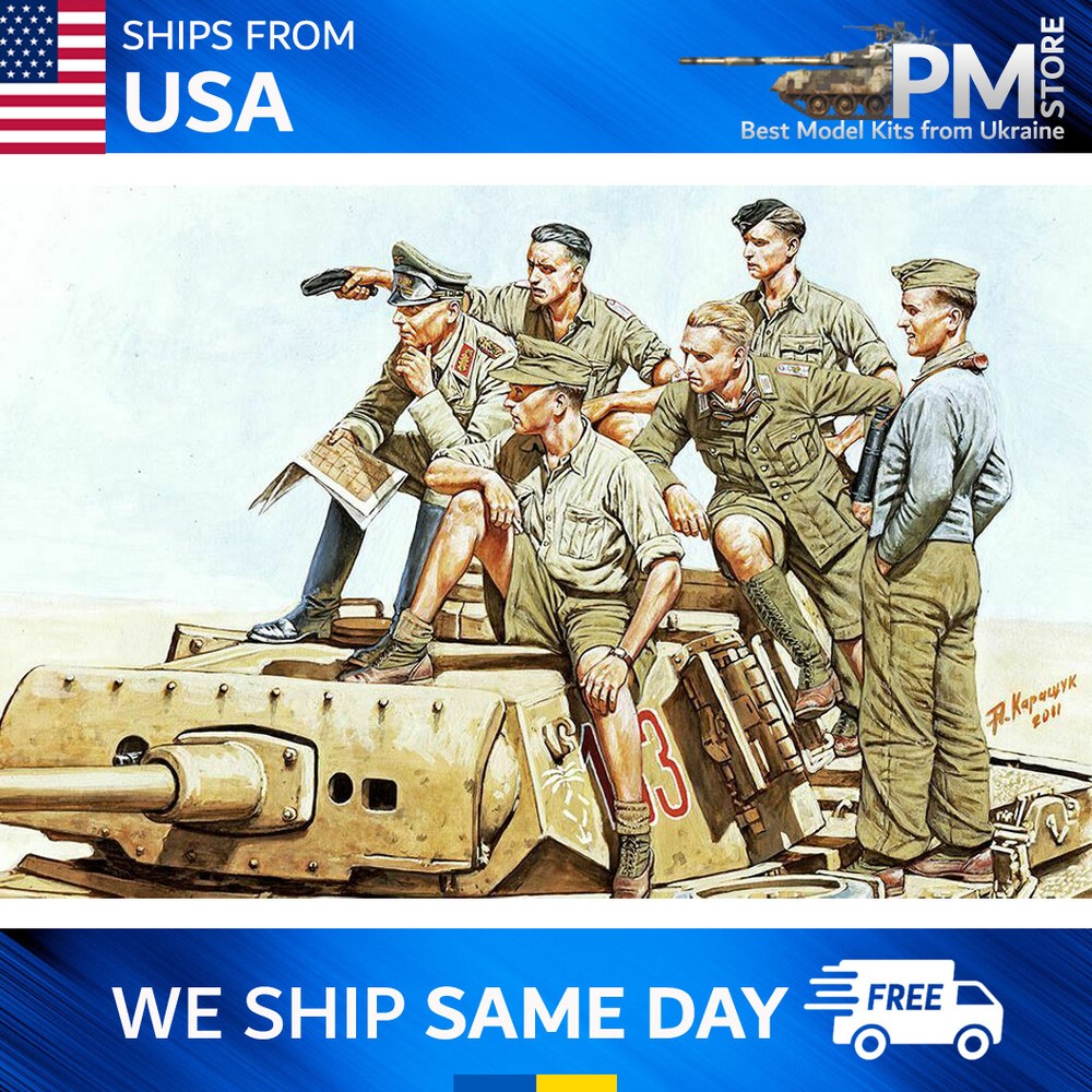 Master Box 3561 Rommel and German Tank Crew, DAK, WW II era 1/35 scale model kit