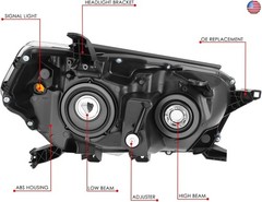 DNA MOTORING Left OE Style Headlight Compatible with 10-13 4Runner Limited SR5