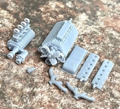 Resin Supercharged V-12 Flathead engine for scale model cars, 1/24 1/25 scale.
