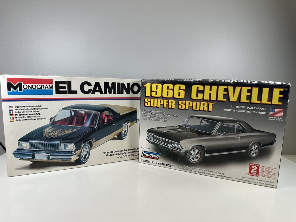Monogram 1978 EL Camino 1:24 and Lindberg 1966 Chevelle SS 1:25 BUNDLE