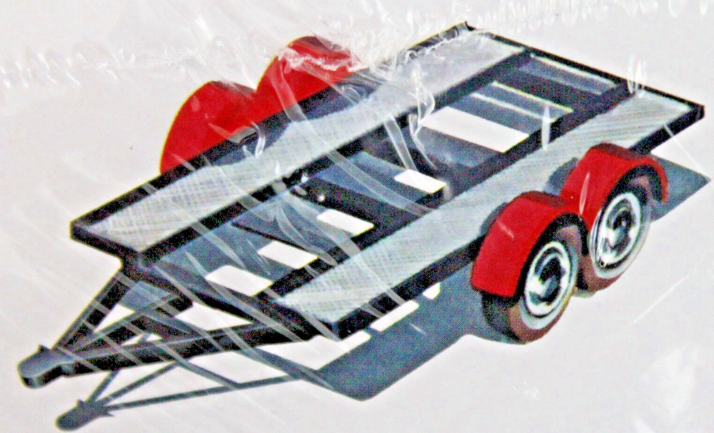 Car Tandem Axle Trailer Style With TOW VEHICLE HITCH & CHAIN 1/25 W/WALL TIRE