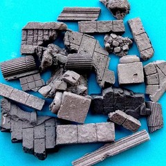 Painted Diorama 1/35 Building Ruins Rubble Bricks Base Military Scene Prop Model