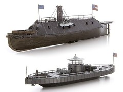 USS MONITOR & USS MERRIMACK IRONCLAD SHIPS STEEL MODEL KIT BY METAL EARTH ICX231