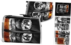 HL-OH-CSIL07-BK-AM Black Amber Headlights Compatible with 07-13 Black amber