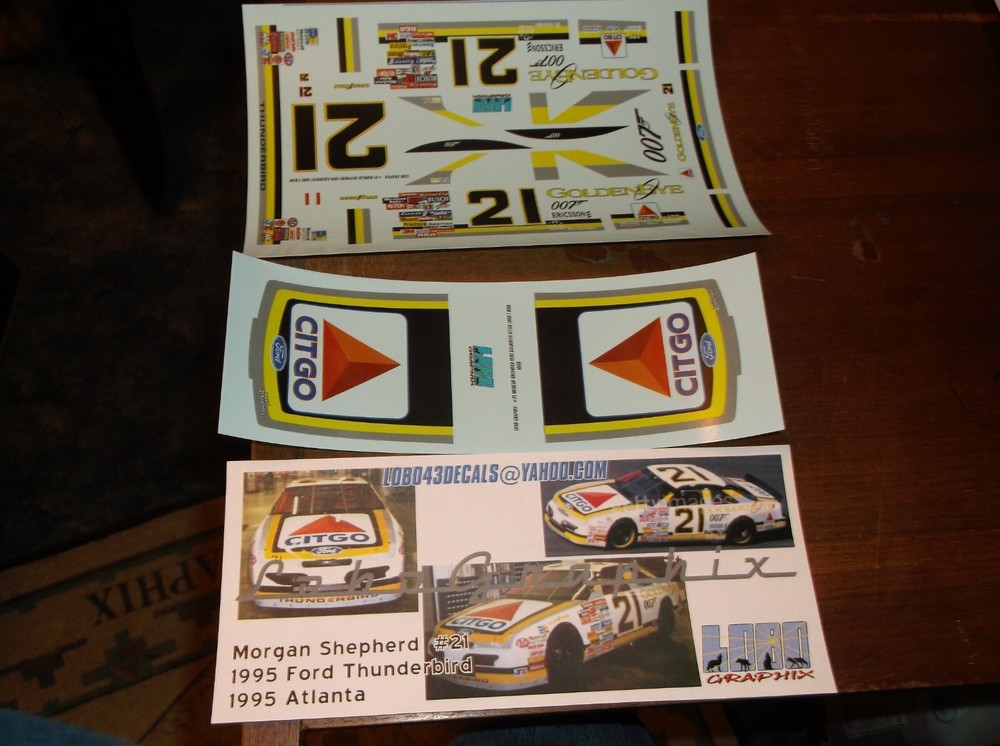 Morgan Shepherd #21 1995 CITGO/007 GOLDENEYE Ford 1/24th scale decal LoboGraphix