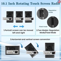 Roinvou Single Din Car Radio, 10.1 Inch Rotating Touch Screen Bluetooth Radio