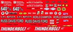 Gas Rhonda 1964 Ford Thunderbolt Russ Davis Ford 1/24th – 1/25th Decals Drag