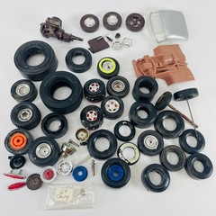 Vintage Model Car Parts Lot 1/24 1/25 Scale Tires Wheels Junkyard Scrap Building