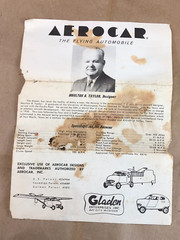 1961 Aerocar Gladen Model kit THE FLYING AUTOMOBILE Plane No. K-66-1-98 ~ AS-IS