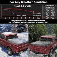 Soft Quad Truck Bed Tonneau Cover Compatible for 2002-2025 2026 Dodge Ram 1500 F