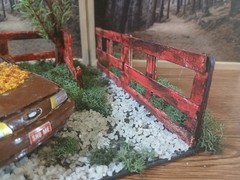 WRECKED FORD TAURUS SHO IN CORNER JUNKYARD DIORAMA SCENE !! COOL DETAILS