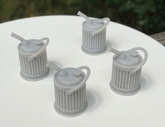 1/24 Scale Vintage Metal Style Fuel Cans Set of 4 Gas Utility Jugs Diorama Parts