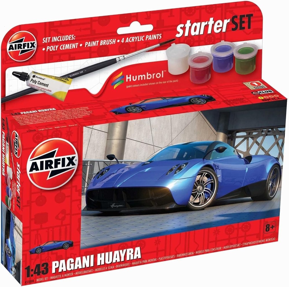 AIRFIX – Starter Set Pagani Huayra 1:43 Scale Plastic Model Car Kit – A55008
