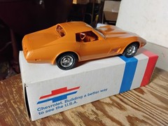 1974 454 Metallic Orange CORVETTE Sting Ray w BOX Promo Dealer CHEVY Model
