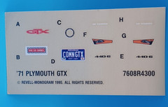 Revell | No. 7608 | 1:24 ’71 Plymouth GTX Decals