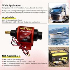 Universal 12 Volt Electric Fuel Pump 5-9 PSI, 35GPH, Super 12S Plus for Gasoline