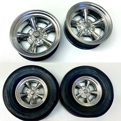 1:8 Set Of 4 Rear Five Spoke Wheels For Revell Rubber Tires (Unpainted/Unchromed