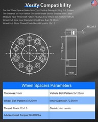 ECCPP 4PCS 25mm 1″ 5x120mm Hubcentric Wheel Spacers 5 Lug 72.56 Fits for E38
