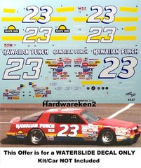 POWERSLIDE 327 #23 HAWIIAN PUNCH NASCAR 1986 PONTIAC MICHAEL WALTRIP 1/24 DECAL