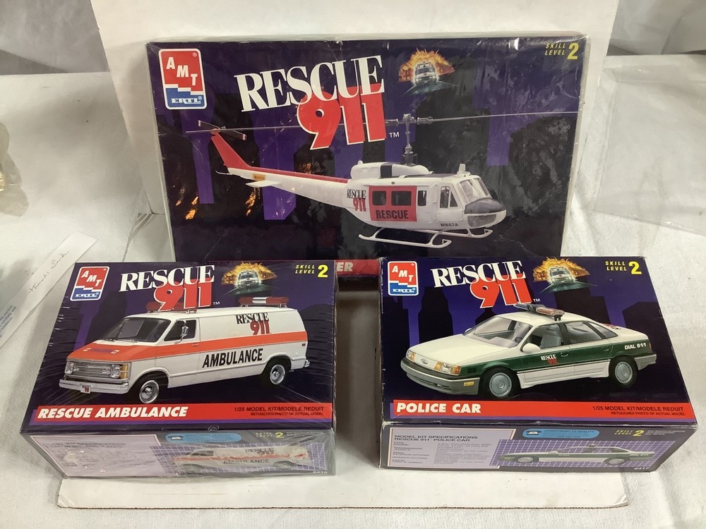 Rescue 911 TV Show, Ambulance, Police Car and Helicopter .