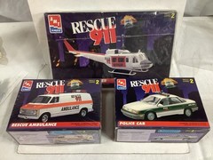 Rescue 911 TV Show, Ambulance, Police Car and Helicopter .
