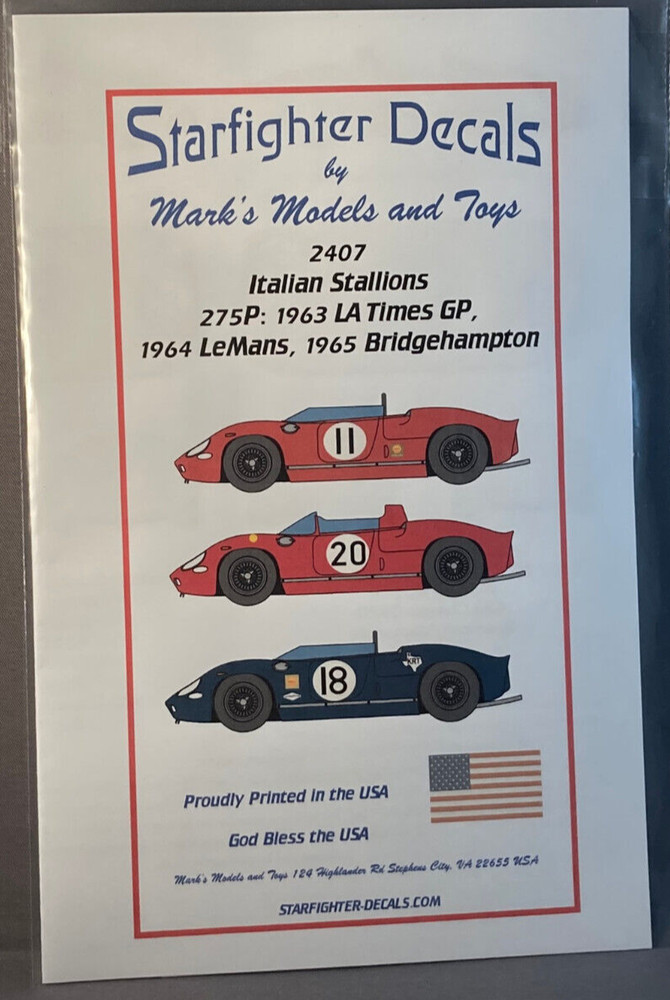 1/24 Decals Italian Stallions 275P Starfighter Decals #2407