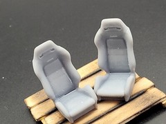 Recaro R3 mini bucket seats for 1/24 and 1/25 scale model cars (2pac)
