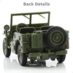 1/43 Scale Willys MB WWII Military Jeep Die-Cast Model – Alloy Metal Off-Road Ve