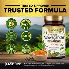 Built by Nature Ashwagandha 2100mg Extra Strength Stress 60 Count (Pack of 1)