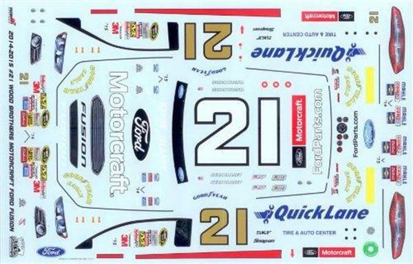 Ace #21 Motorcraft 2014-15 Trevor Bayne Ryan Blaney 1/24 Nascar decal