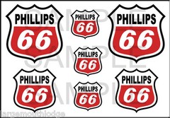 VINTAGE STYLE 1 3/4 AND 1/2 INCH PHILLIPS 66 RED OIL DECAL STICKER