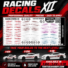 Racing Stripes XII – Clear Waterslide – Various Scale Decals