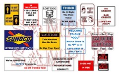 Signs, Posters for 1:24, 1:25 Diorama Garage, Shop, Etc