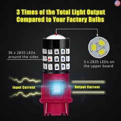Alla Lighting Upgraded T20 7440 7443 LED Strobe Brake Lights Bulbs, Red