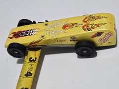 Vtg Pinewood Derby Custom Weighted Race Car Wood Racer OOAK Black Widow + Decals