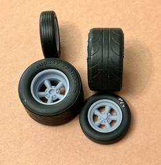 1/24 Scale: 17/15-inch “Torq Thrust D” Wheels W/Drag Slicks; Resin