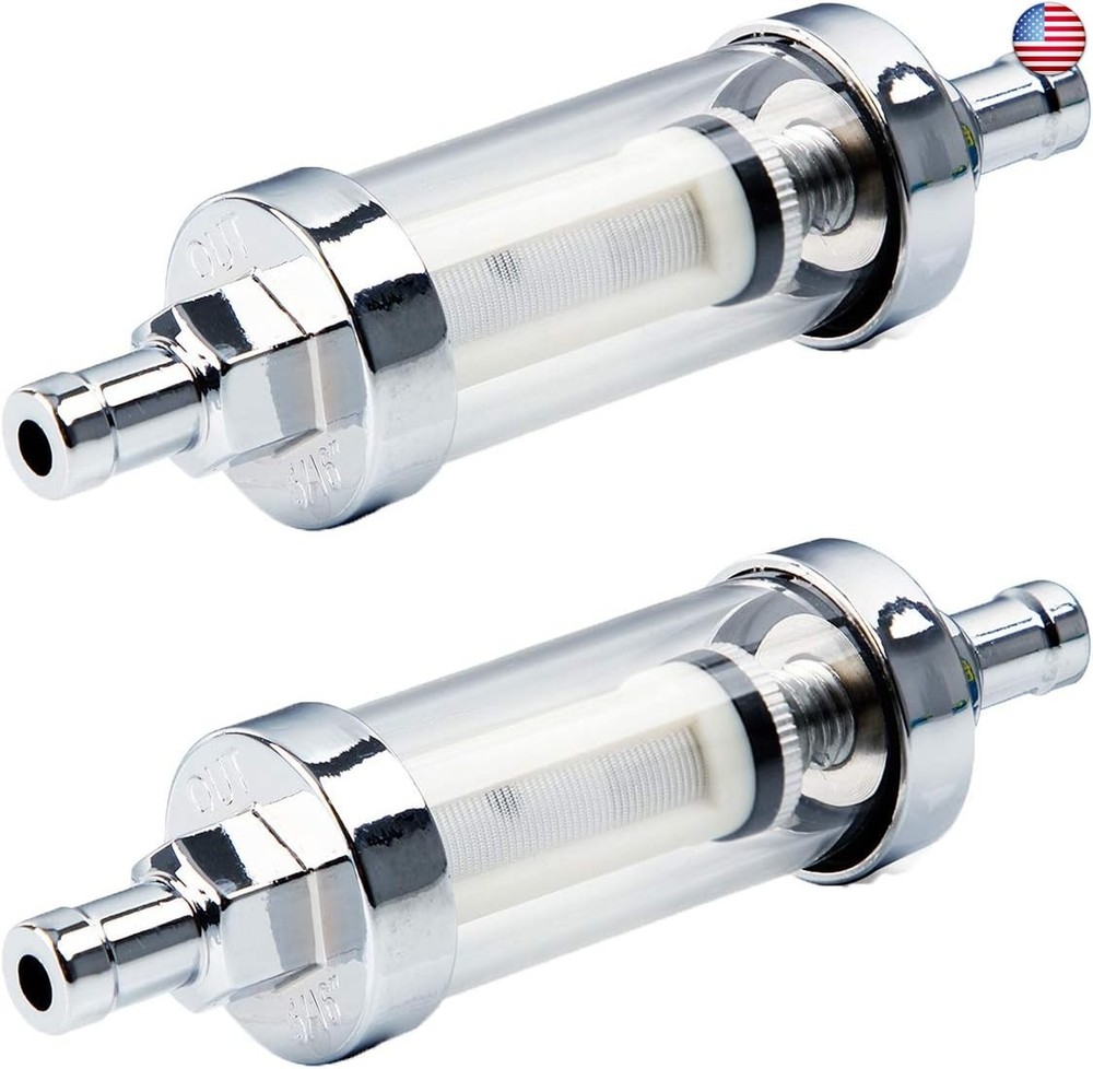 5/16 inch 9747 Inline Fuel Filter With Clear View Glass And Chrome (2)