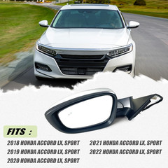 Left Driver Side Mirror Fits 2018-2022 Honda Accord LX, Sport with Power Glass，