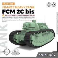 SSMODEL 1/87 HO Scale Railway Military Model Kit France FCM 2C bis Heavy Tank