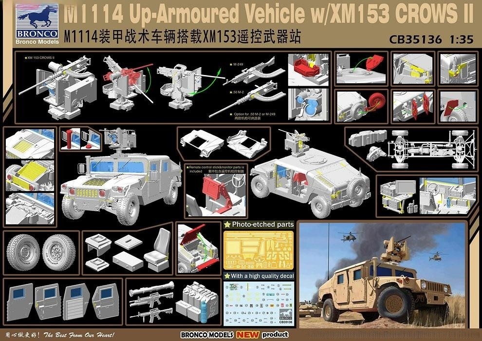 BRONCO CB35136 1/35 M1114 Up-Armoured Vehicle w/XM153 CROWS II Model kit