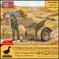 NUMODEL NMGER300 | 1/72 Resin WWII Sd.Anh.32 Ammunition Trailer | 6pc